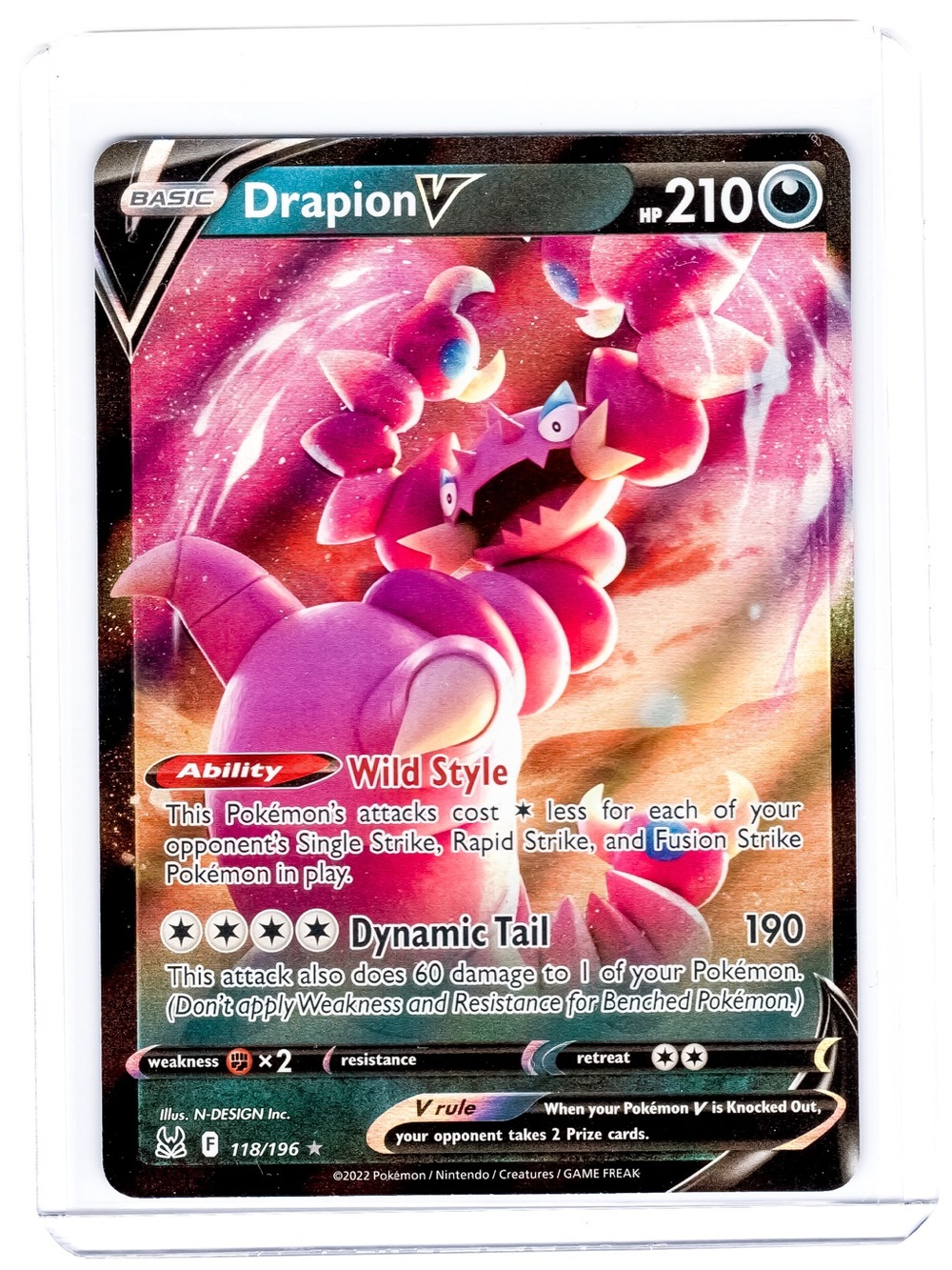 Drapion 118/196 V Lost Origin NM Pokemon Trading Card